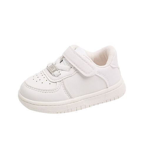 Children's Baby Board Shoes Spring and Autumn Boys' Shoes Learning to Walk Shoes Soft Sole Non-slip Girls' Shoes Breathable Sports White Shoes 1-6 Years Old