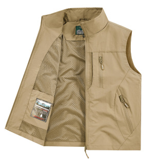 Cross-Border Wholesale Cross-Border Vest Summer New Men's Outdoor Work Vest Multi-Pocket Zipper Mesh See-Through