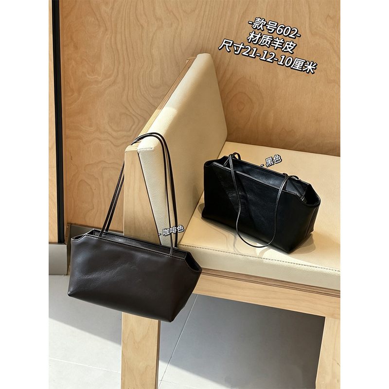 New Genuine Sheepskin The*Row Kendall Jenner Style Single Shoulder Underarm Bag, Genuine Leather Women's Minimalist Niche Handbag