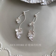 晚睡的桔梗「漪光」清冷感花瓣锆石轻奢流苏耳环高级感长款耳饰