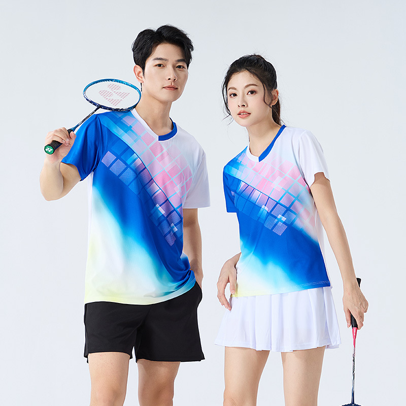 New Badminton Clothing suit Adult Men's and Women's Quick-drying Short-sleeved Sports Competition Team Clothing Printing Unit Table Tennis Volleyball
