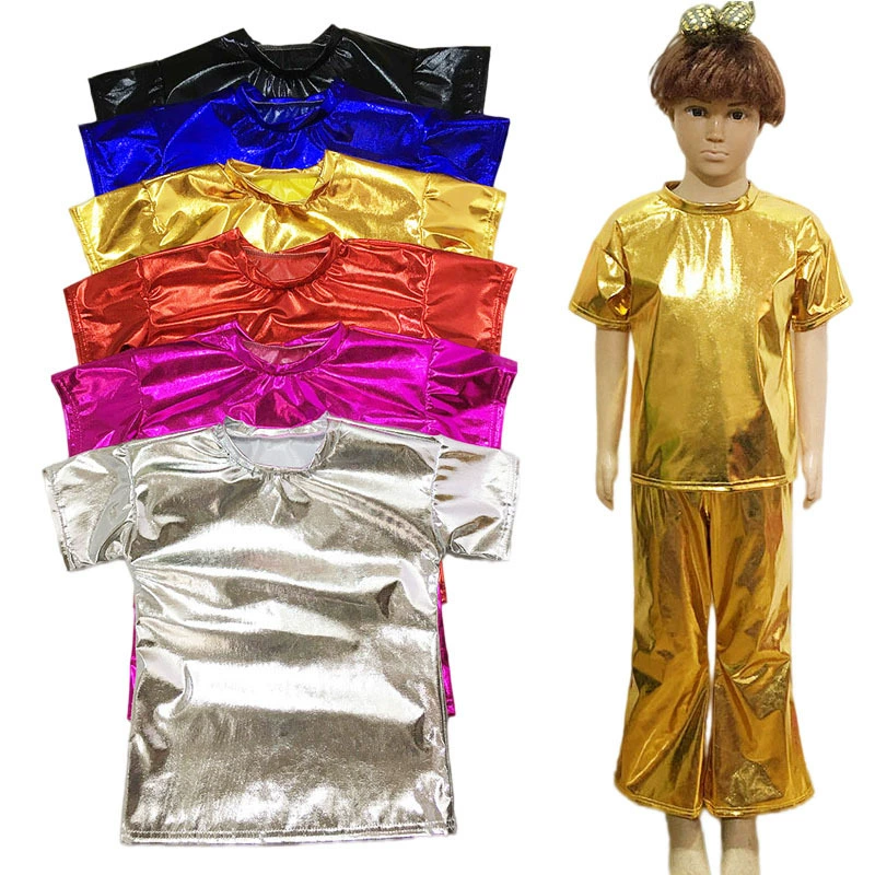 Детская Мужская и женская футболка для взрослых, однотонный эластичный Топ с короткими рукавами, размер для хора