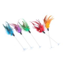 Factory Direct Sales Suction Spring Feather Cat Toy Whisker Swing Self-entertainment Tool Cat Toy with Sound Bell Wholesale 
