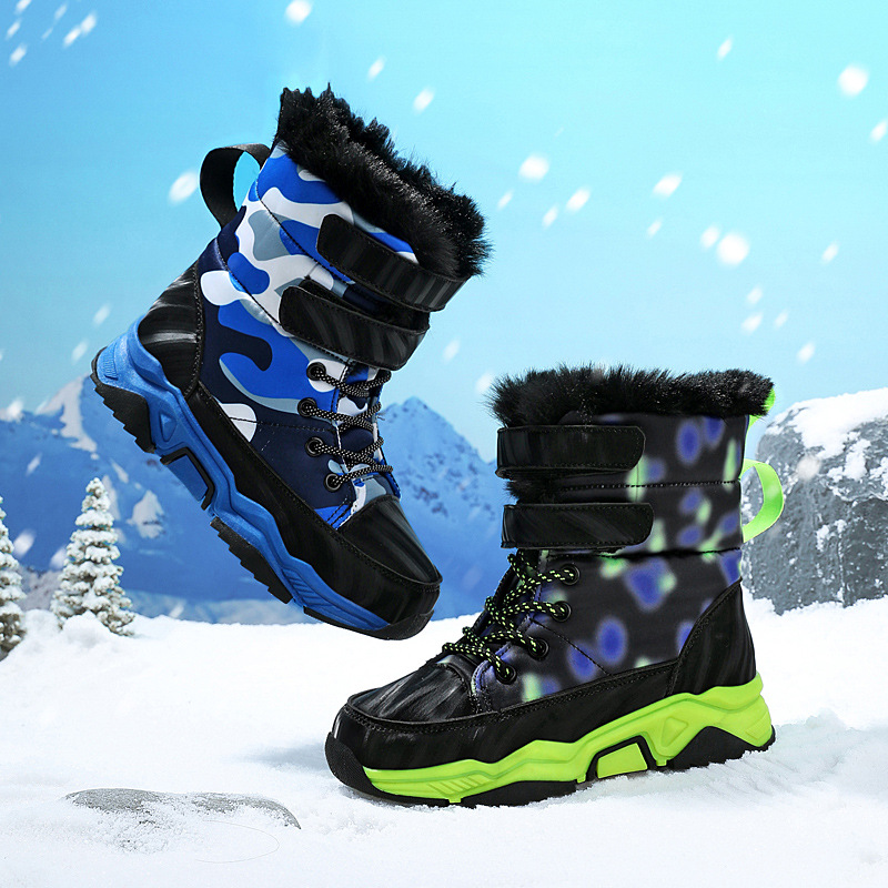 Kinder schnee 2024 winter neue stil mit plüsch isolierung, mittlere und große kinder outdoor baumwolle schuhe, high top_voghion.com