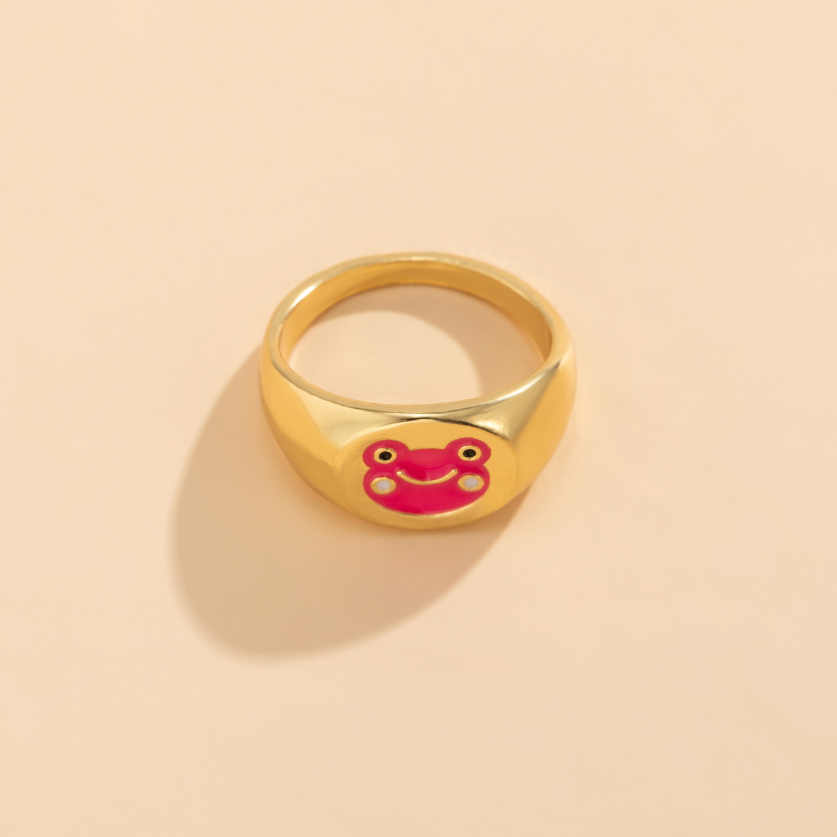Anneau de grenouille brillant minimaliste personnalisé avec ouverture d'animal dégoulinant d'huile avec anneau de grenouille brillant à la mode et réglable pour accessoires_voghion.com