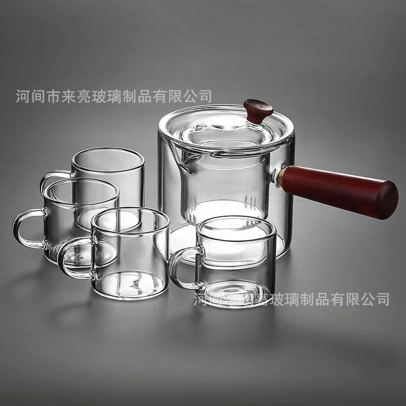 Tetera en la estufa, olla lateral de vidrio, tetera de espuma resistente al calor engrosada de gran capacidad, té en casa, juego de té Kung Fu