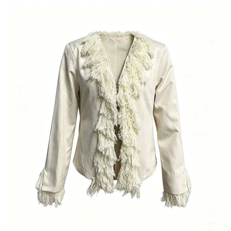 2026YSJ Amazon Bestseller Cross-Border Foreign Trade European and American Style Women's Fashion Jacket with Tassel Fringe Design
