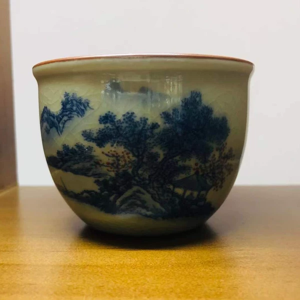 [Gu Ru] Blue and white landscape in jar cup