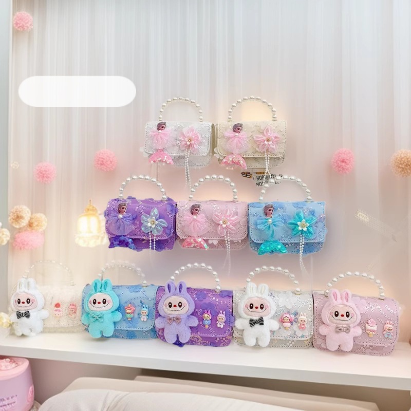 Bagos de perlas para niños 2025 nuevos bolsos de niños bolsos de mochila de niñas bolsos accesorios de princesa bolsos de viento de fragancia