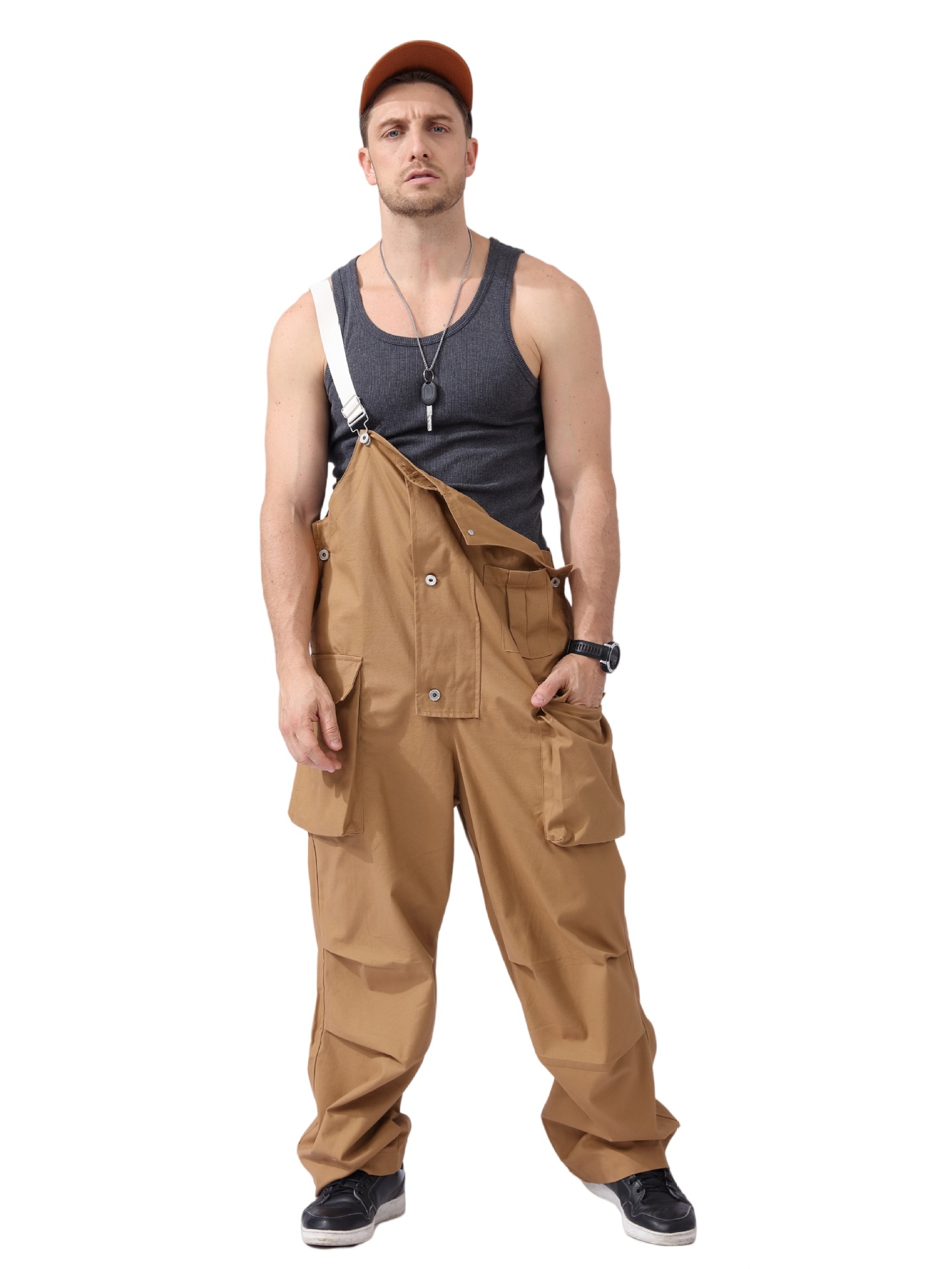 2025 Inverse Craftsman Kaha Ropa de trabajo retro japonesa Monos de bolsillo grandes para hombres y mujeres Estilo BF suelto y delgado para todos los partidos