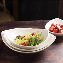 纯白创意个性异形盘陶瓷沙拉盘碟子欧式酒店不规则西餐餐具水果盘
