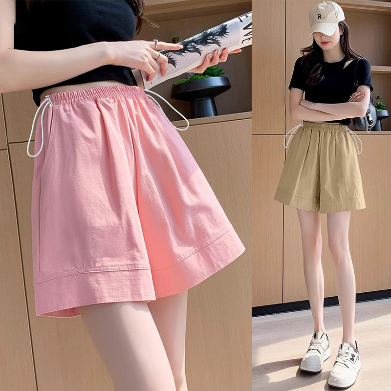 Maternity Pants 2025 Summer New Ice Silk Outer Wear Wide-Leg Shorts Suit Pants Versatile Slimming Cotton and Linen Cargo Shorts