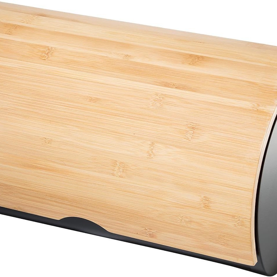 Venta caliente caja de pan de bambú caja de almacenamiento de bocadillos minimalista moderna olla de almacenamiento de cocina caja de pan redonda