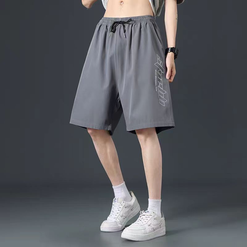 2026 verano delgado pantalones cortos casuales pantalones deportivos de hombre sueltos hombre gordo hielo negro cinco pantalones de hombre