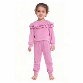 Btween kids outfit 外贸出口欧美女童秋冬两件套法兰绒两件套
