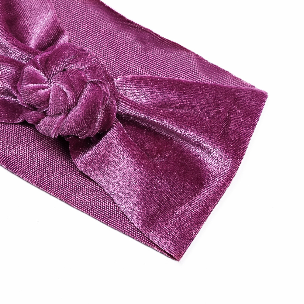 Cross-border European and American new children's hair accessories baby solid color wide headband baby flannel bow elastic hair band suit_voghion.com