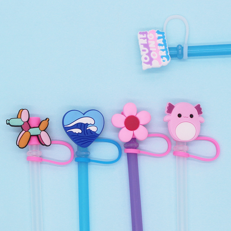 Tapa de paja Spot 7-8mm silicona linda mini muñeca parche tapón a prueba de polvo decoración de pajitas tapón a prueba de polvo