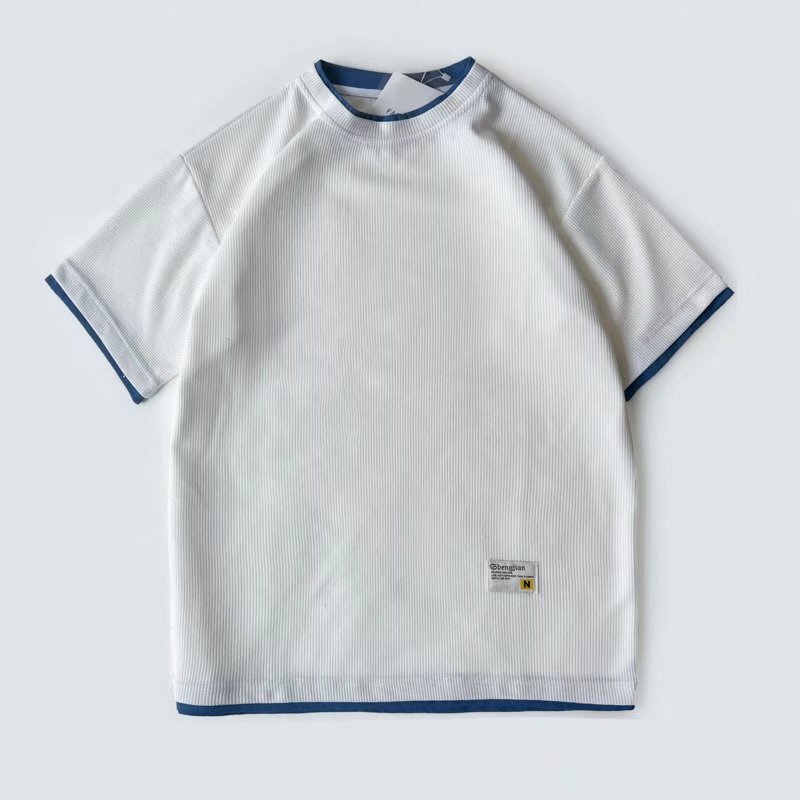 New Short-sleeved T-shirt Men's Summer Korean-style Trendy Simple Half-sleeved Top Hong Kong-style Loose Casual Trendy Brand T-shirt