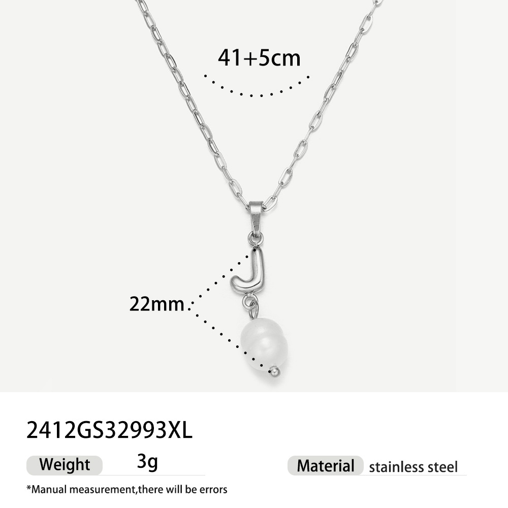 TENA collar de acero inoxidable de perlas verdaderas simplista de alto nivel nicho de diseño de acero de titanio collar de collar para mujeres image 17