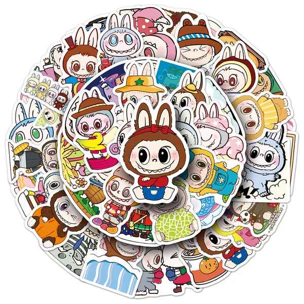 50 Pieces of Labb Cute Cartoon Rabbit Elf Group Waterproof Decorative Stickers for Mobile Phones and Computers