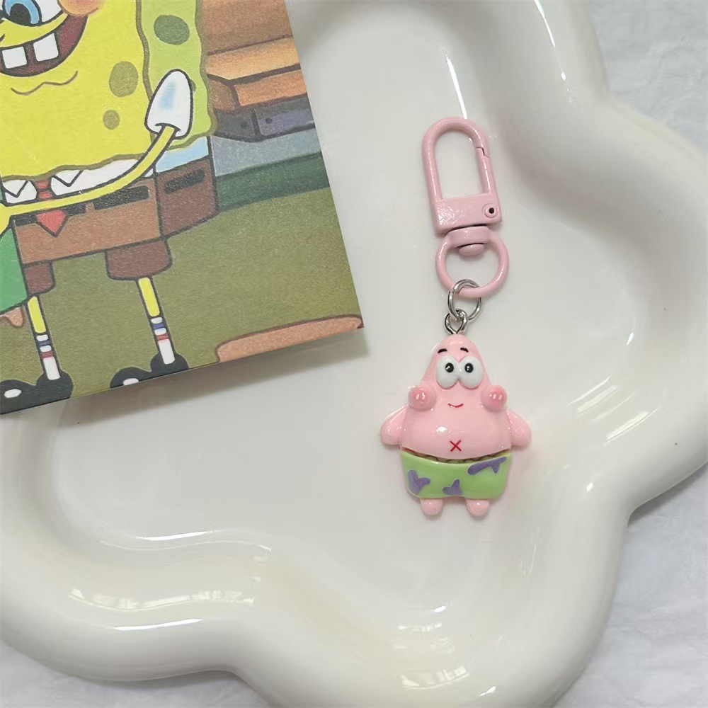 Nuevo Baby Esponja pie estrella llavero lindos colgantes de dibujos animados chica mochila accesorios colgantes regalos amigos