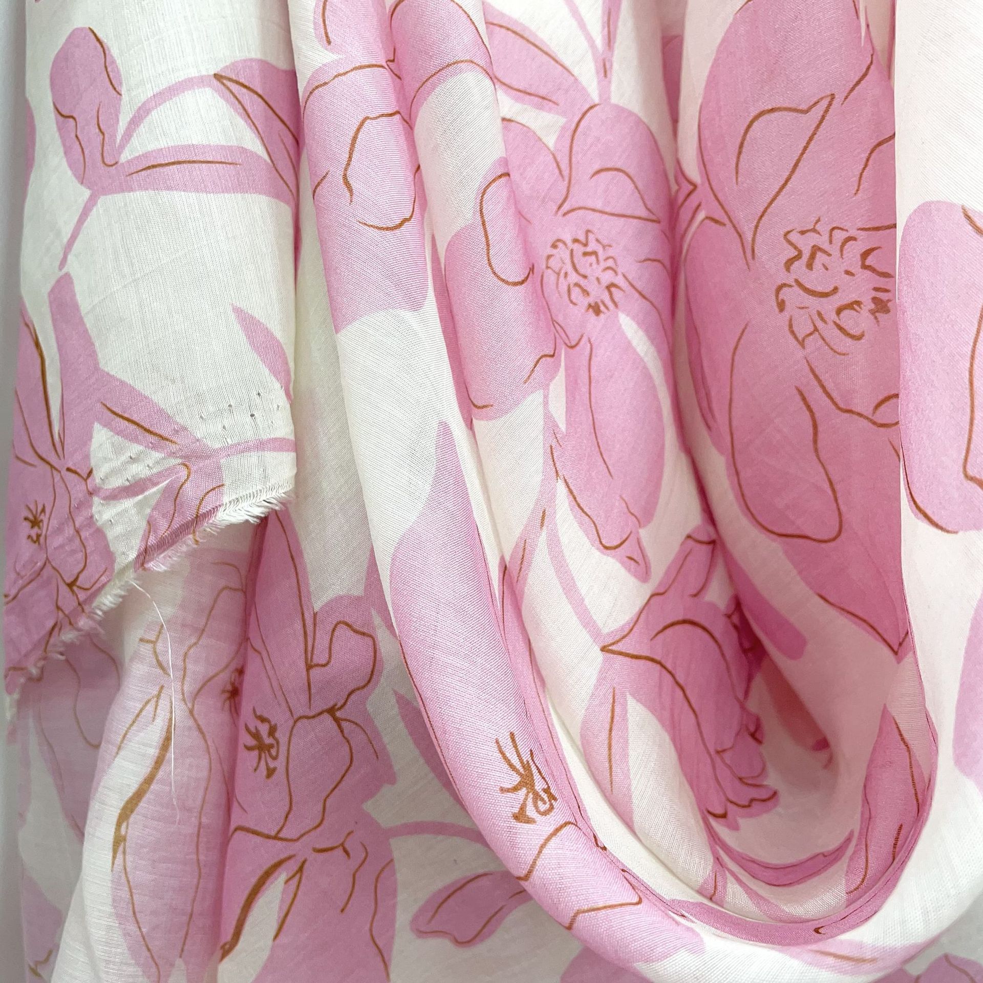 植物印染现货天丝印花柔和浪漫数码印花面料色织田园风轻奢