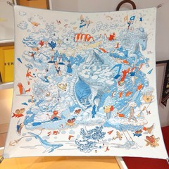 新作【雲間の万物】質感と気質両面90cm大判スクエアスカーフH文字万能スカーフショール