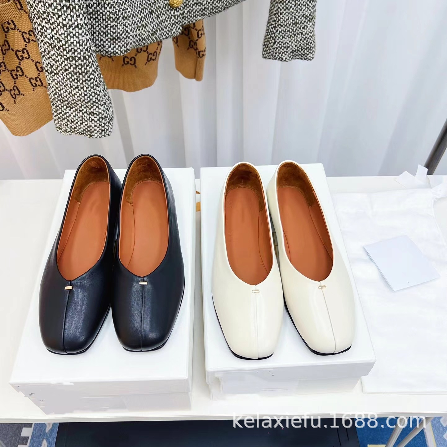 Exclusive retro low ballet shoes square toe flat