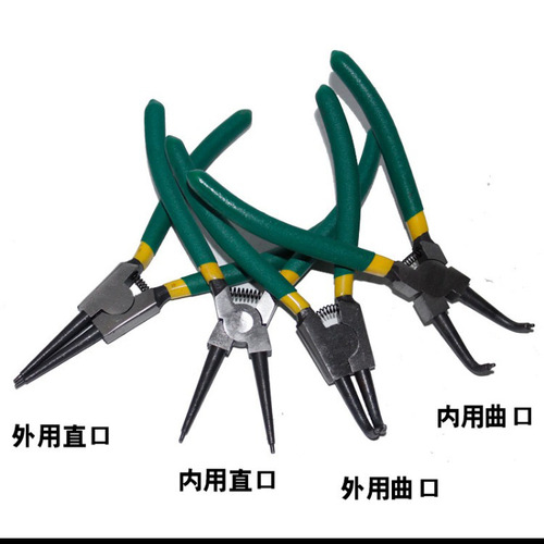 Circling pliers, retaining ring pliers, 7-inch inner and outer circlip pliers, inner and outer bending pliers, spring pliers, yellow pliers tool
