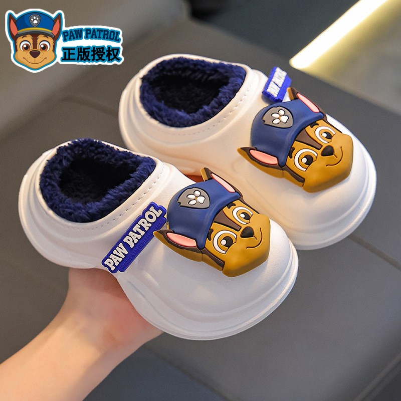 Zapatillas de algodón para niños de invierno para niños, niñas y niños, calentamiento de terciopelo impermeable, zapatos de talón de algodón para niños