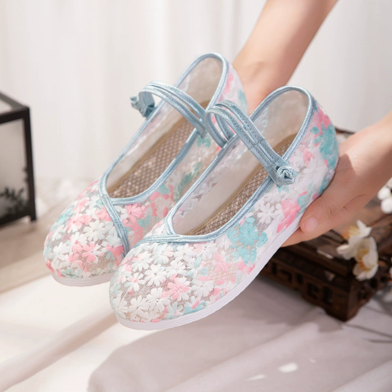 Yuyou mesh 2025 spring new style retro temperament old Beijing cloth shoes national style cheongsam shoes mesh embroidered shoes