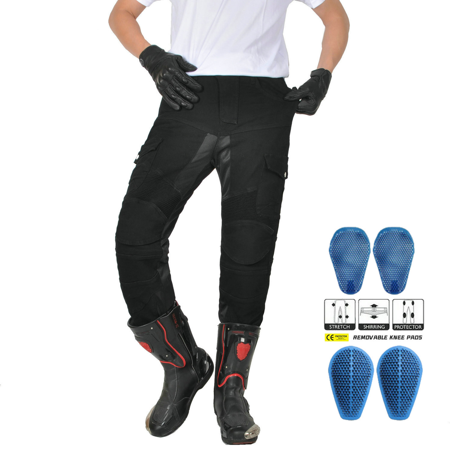 2025 verano motociclismo jeans pantalones de carreras con protector anti-caída ciclismo pantalones de motociclismo protector silicona