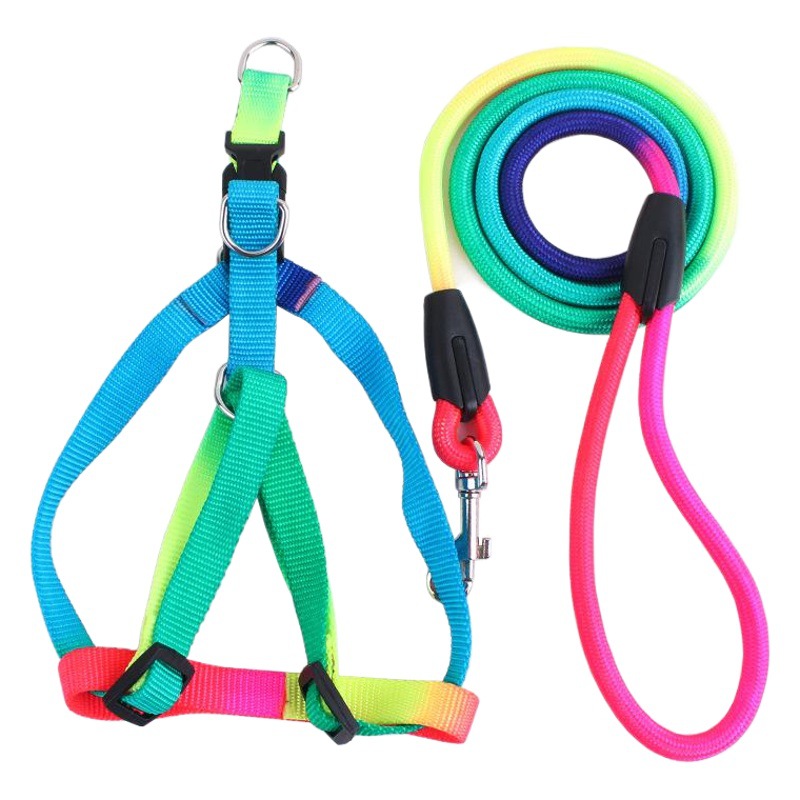 En stock al por mayor cuero Taobao clásico transfronterizo correa para mascotas colorido cuerda redonda pecho espalda perro Correa