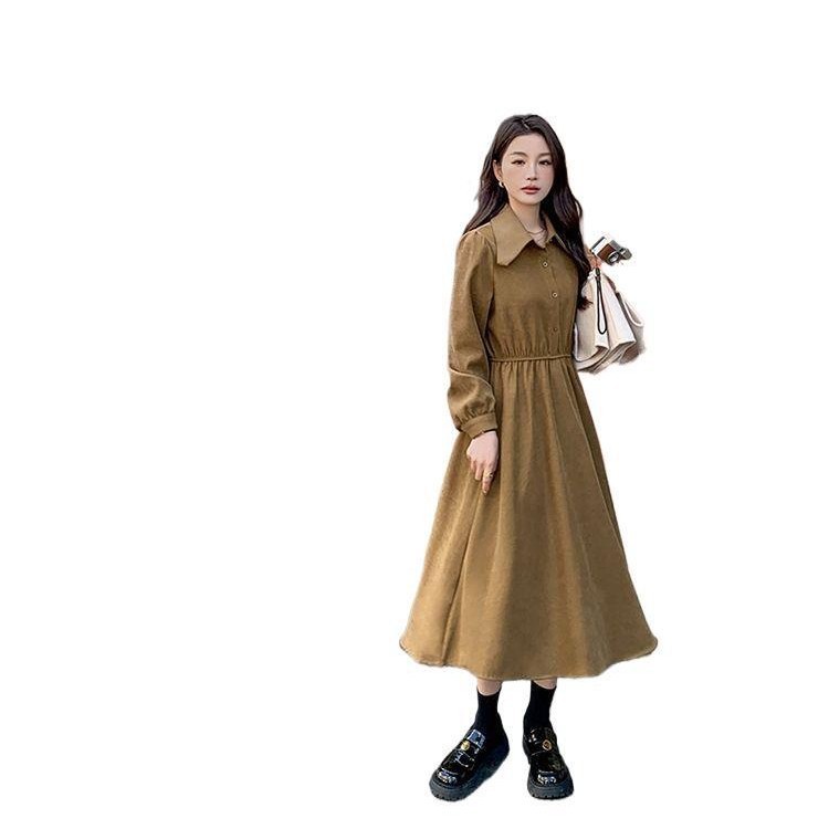 长袖衬衫连衣裙女套装2025秋冬新款设计感马甲洋气时髦长裙两件套|undefined