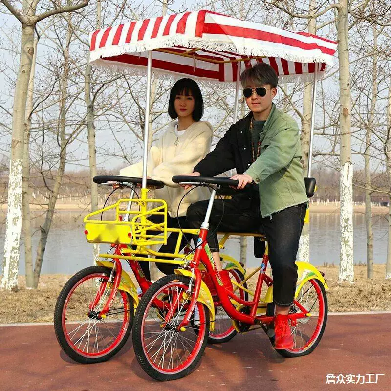 Велосипед- tandem, двойная коляска на четырех колесах, для любимого