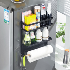 跨境摺疊冰箱側掛架 廚房多功能收納冰箱掛架 家居磁鐵掛鈎置物架