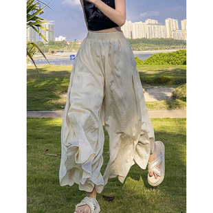 Plus-Size Chiffon Wide-Leg Pants Skirt for Women, Summer Thin Style, Loose Casual High-Waisted Slimming Plus Size 100kg