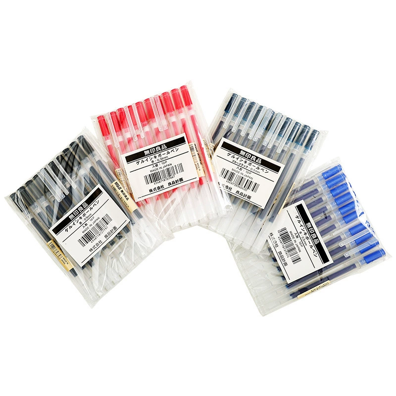 Гелевая роллер ручка (Muji) 0.38 / 0.5 мм, школьная ручка, чернила черные/красные/синие