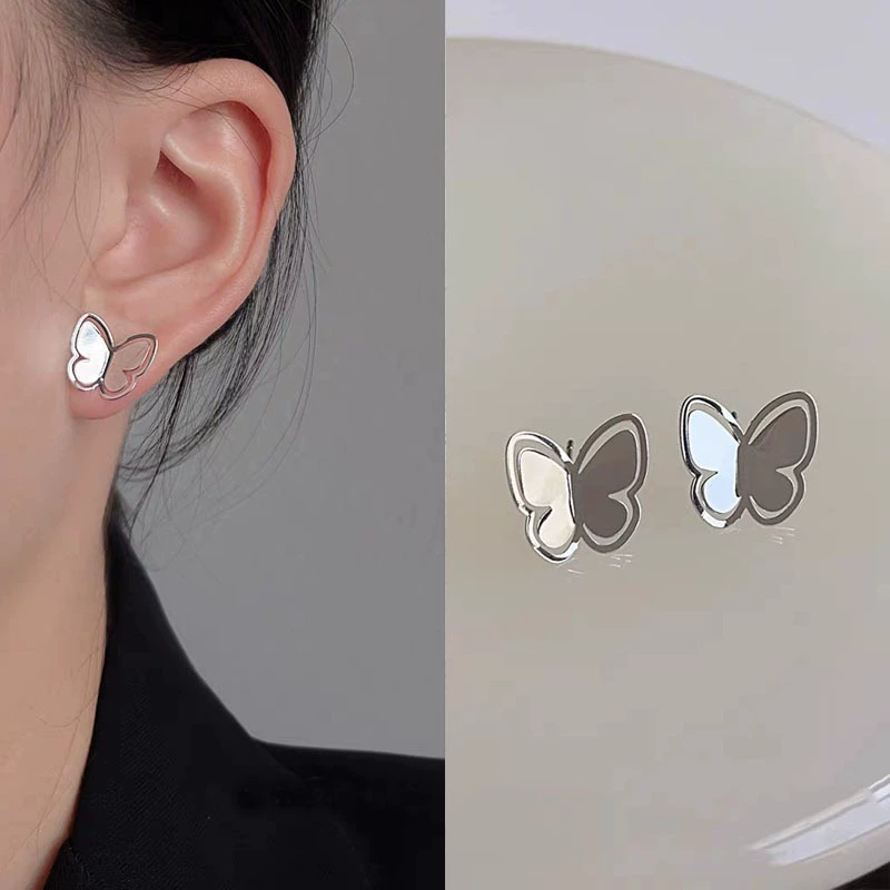 Серьги Silver 925, корейский цветочный минимализм, простой элегантный тренд