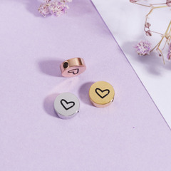 New Product Hot Selling Mirror Polished Stainless Steel Geometric Corrosion Heart Shaped Jewelry Accessories DIY 8mm Round Bead Pendants