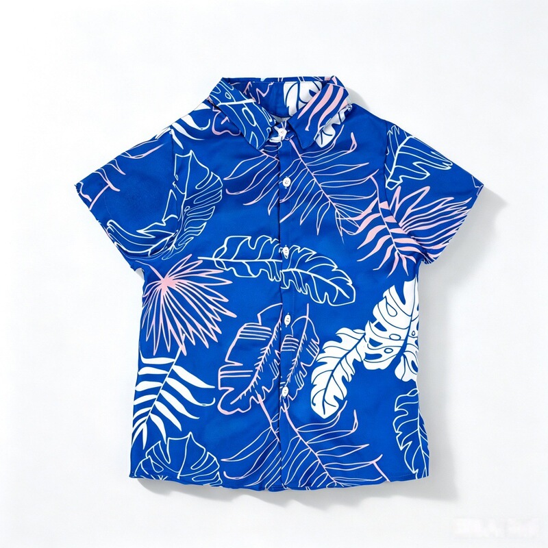Cross-border custom men's Hawaiian shirt, tropical plant print, short-sleeved shirt, beach vacation casual floral shirt Cross-border custom men's Hawaiian shirt, tropical plant print, short-sleeved shirt, beach vacation casual floral shirt