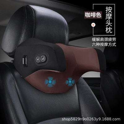 Massage Memory Foam Cervical Pillow, Headrest - single-headrest-brown-upgrade-massage-antifreeze-memory-cotton