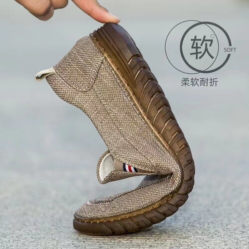 Old Beijing cloth shoes men's casual shoes soft sole beef tendon sole linen canvas shoes dad men's shoes breathable men's shoes