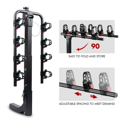 Car-Mounted Bicycle Rack with Four Mounts, Adjustable Rear Suspension Rack for Mountain Bikes (Car bike rack)