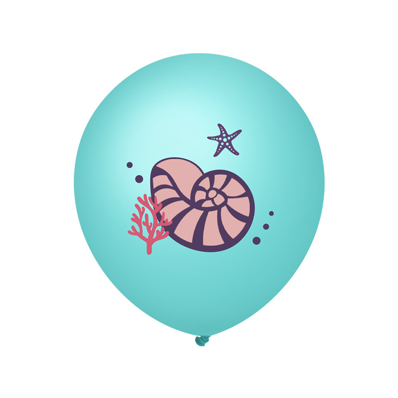 Transfronterizo nuevo globo de látex sirena de 12 pulgadas en forma de dibujos animados impreso púrpura Tiffany Blue Pearl globo