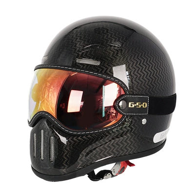 Fiber Retro Motorcycle Helmet Full-Face Electric, Motosiklet kaskı (dəbilqə) - wave-pattern-color-mirror-m55-56