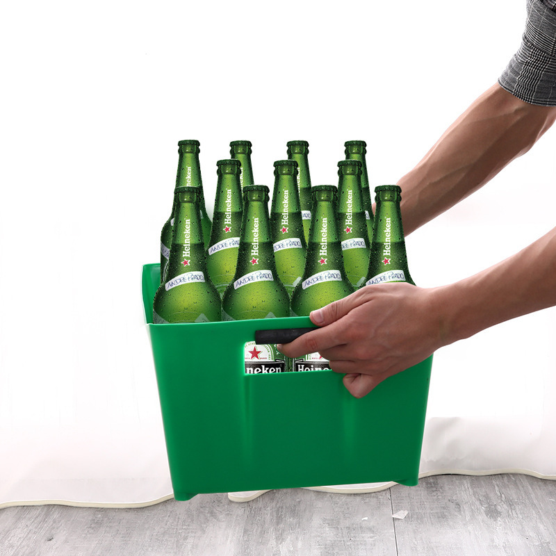 工厂供应加厚塑料冰桶酒吧ktv啤酒箱可印刷logo多颜色V形啤酒冰桶