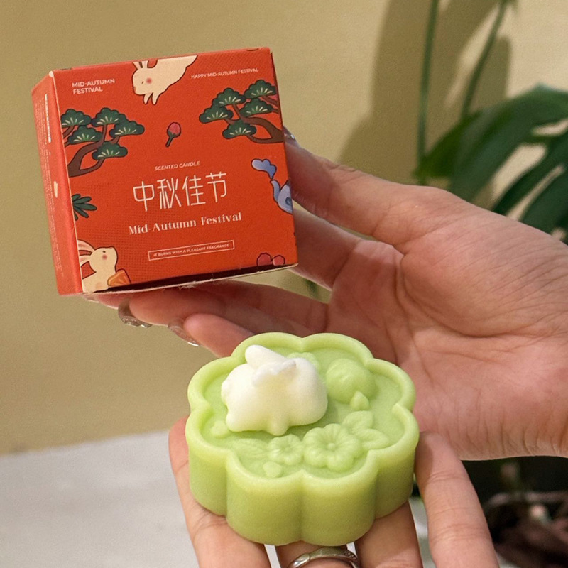 中秋节月饼小兔子香薰蜡烛礼盒香氛蠟燭礼物创意造型香氛蜡伴手礼|undefined