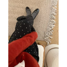 复古时髦加厚波点针织毛线半身裙女秋冬新款高腰显瘦包臀直筒裙女