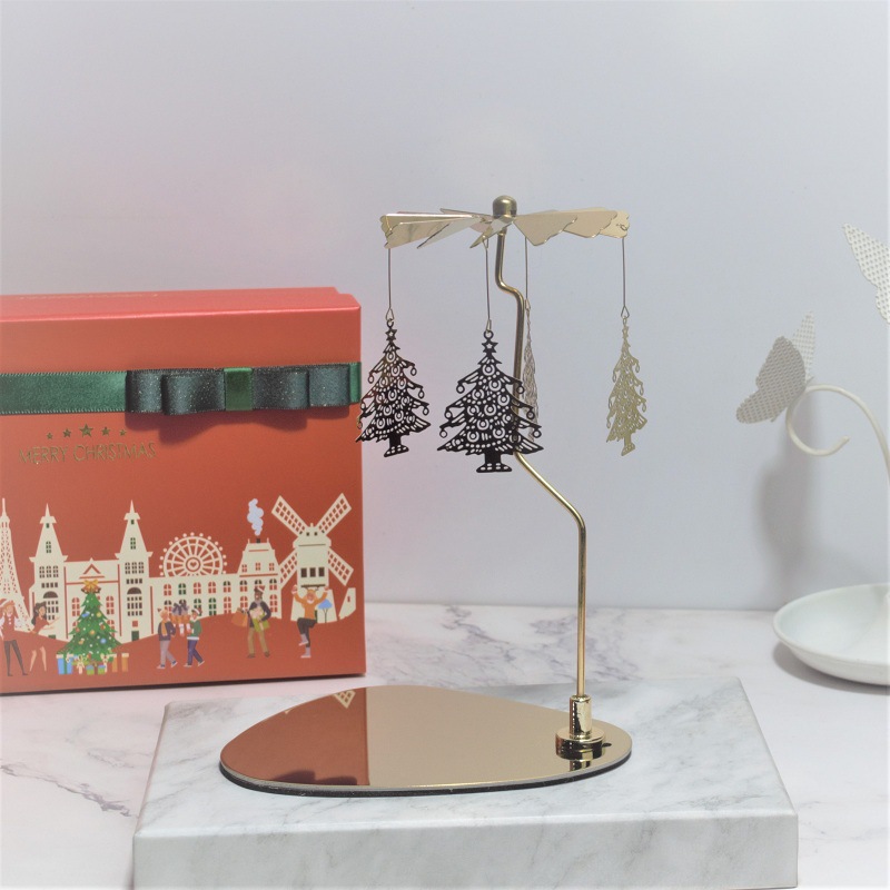 INS Amazon fuente Navidad aromaterapia Acero inoxidable doles triángulo redondo bandeja giratoria candelabro linterna